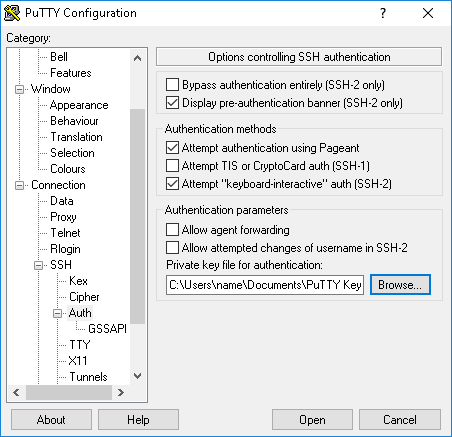 connection ssh auth