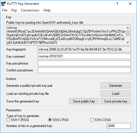 puttygen keys ready
